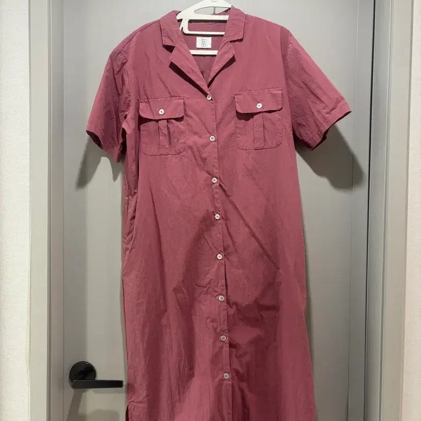 [BUNJANG] Pink Long Shirt Dress / 핑크 롱 셔츠 원피스