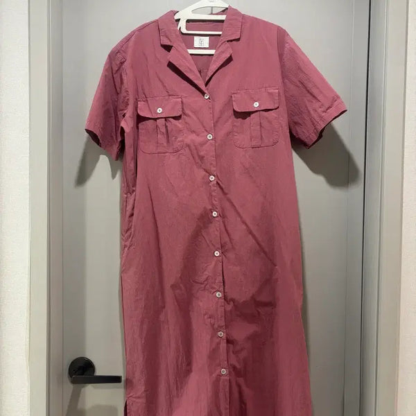 [BUNJANG] Pink Long Shirt Dress / 핑크 롱 셔츠 원피스