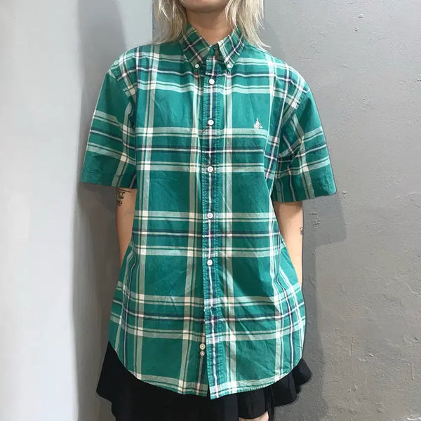 [BUNJANG] Beanpole Check Short-Sleeve Shirt / BEAN POLE 체크 반팔 셔츠