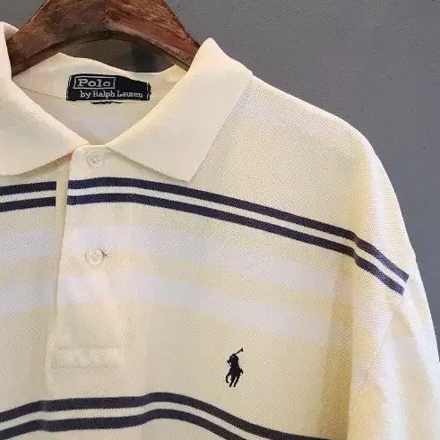 [BUNJANG] Polo Ralph Lauren Yellow Stripe Polo Shirt / 폴로 랄프로렌 스트라이프 카라티 옐로우