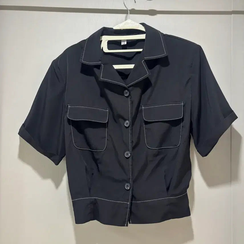 [BUNJANG] Black Short Sleeve Cropped Jacket / 블랙 반팔 숏자켓