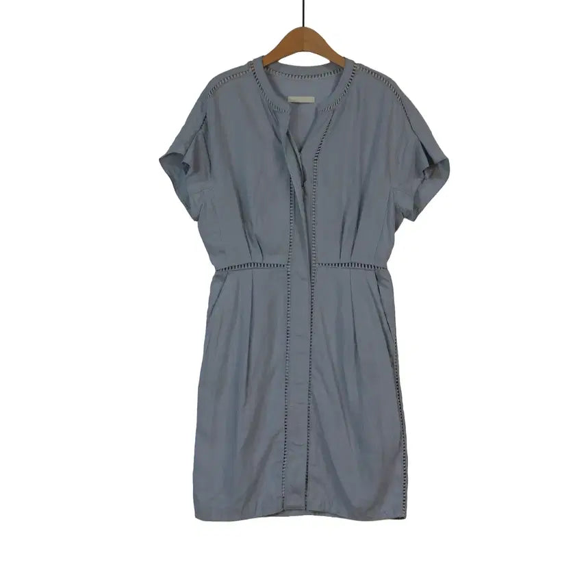 [BUNJANG] NAMU 100% Linen Short Sleeve Dress Light Blue 66 / NAMU 린넨100 반팔 원피스 블루 66