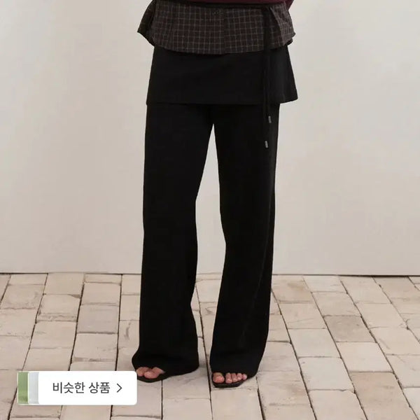 [BUNJANG] Howws Marine Skirt Layered Pants Black / 호와스 마린 스커트 레이어드 팬츠 블랙