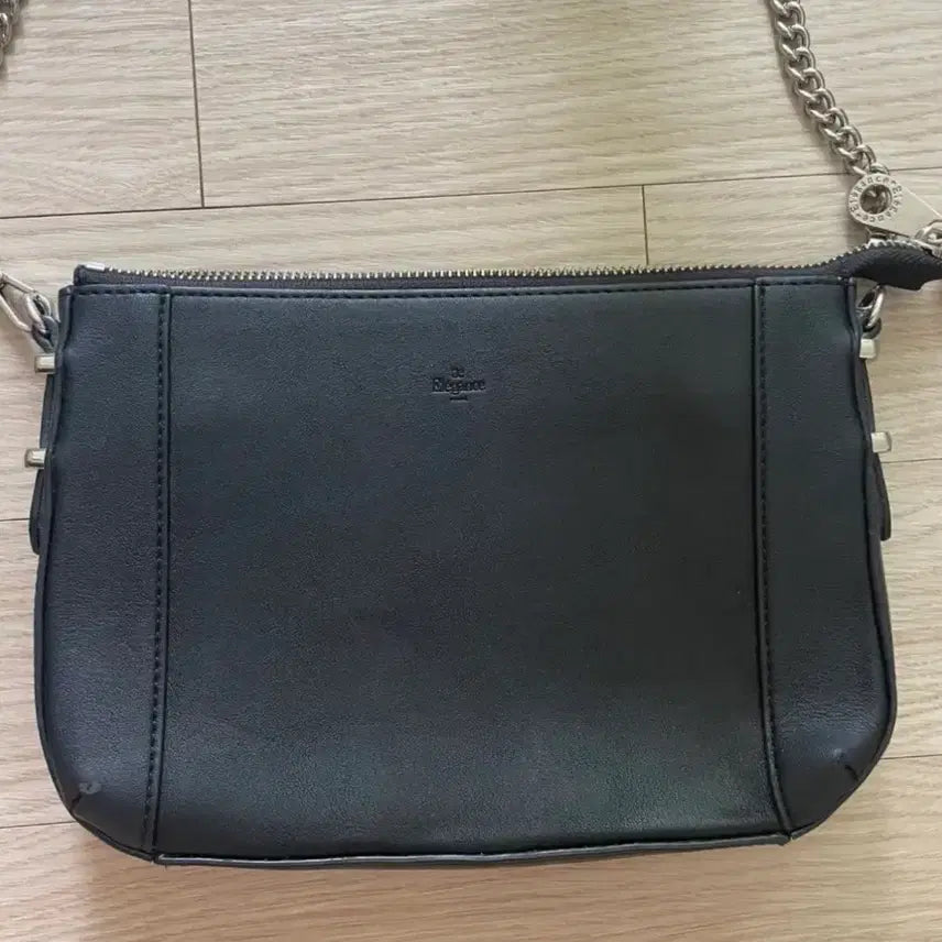 [BUNJANG] Elegance Chain Crossbody Bag Black / 엘레강스 브랜드 체인 크로스백 블랙