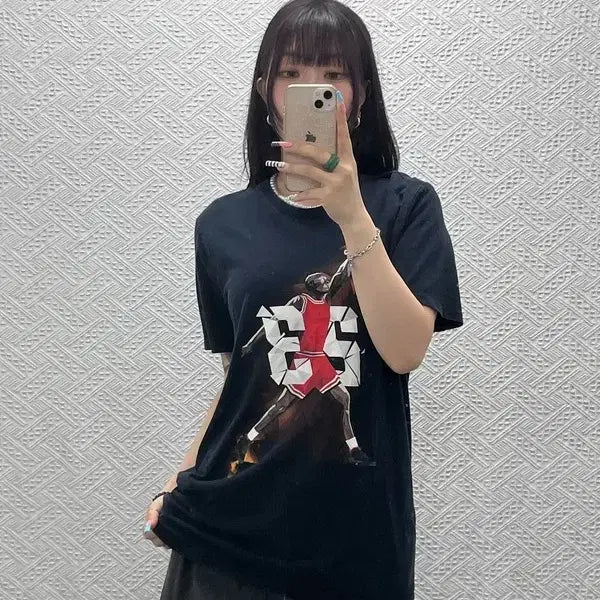 [BUNJANG] Jordan Retro Vintage Basketball Printing T-Shirt / 조던 빈티지 레트로 스포티 농구 프린팅 반팔티 M C12862