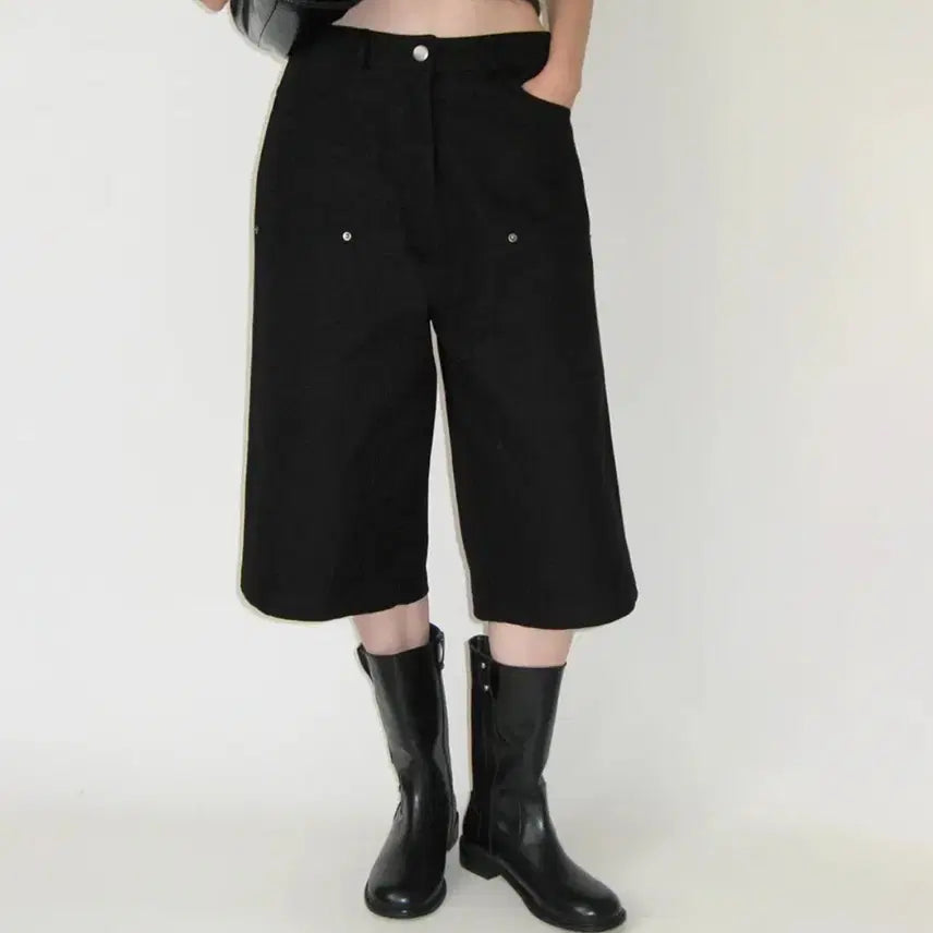 [BUNJANG] Sunburnt Project Lace Bermuda Pants (Black) / 썬번프로젝트 Lace Burmuda Pants (BLACK)