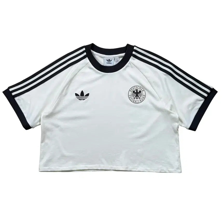 [BUNJANG] Adidas Germany Three Stripes Cropped Ringer Tee / 아디다스 독일 삼선 크롭 링거티