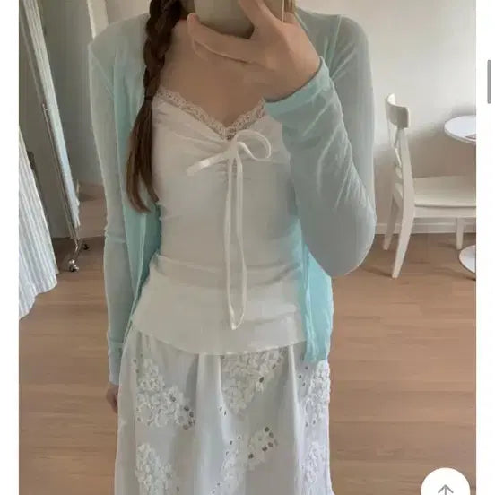 [BUNJANG] Mint Cardigan and White Camisole Set / 여름 민트 가디건 흰색 나시 세트