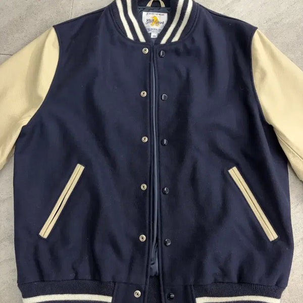 [BUNJANG] Golden Bear Varsity Jacket Navy Cream 2XL / 골든베어 바시티 네이비 크림 2xl