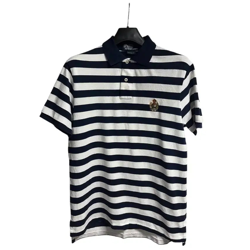 [BUNJANG] Polo Ralph Lauren Striped Laurel Wreath Embroidered Polo T-Shirt M / 폴로랄프로렌 스트라이프 월계관 자수 PK카라티셔츠 Msize