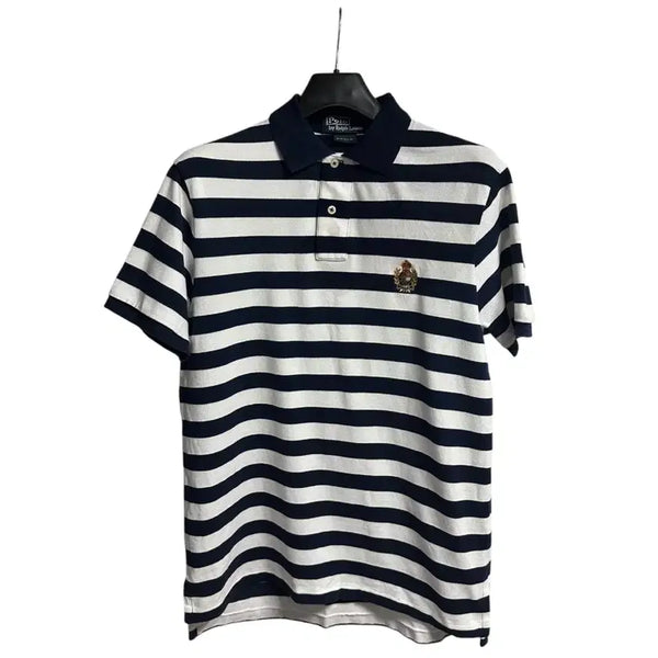 [BUNJANG] Polo Ralph Lauren Striped Laurel Wreath Embroidered Polo T-Shirt M / 폴로랄프로렌 스트라이프 월계관 자수 PK카라티셔츠 Msize