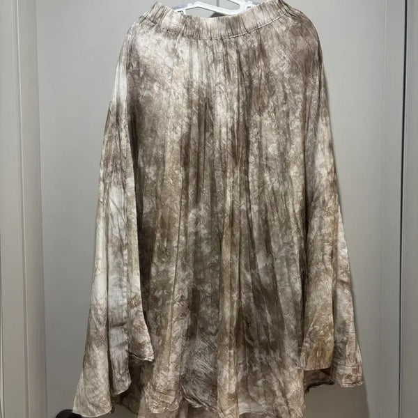 [BUNJANG] Wrinkled Tie-Dye Pattern Midi Skirt / 주름 쉬폰 타이다이무늬 미디 스커트