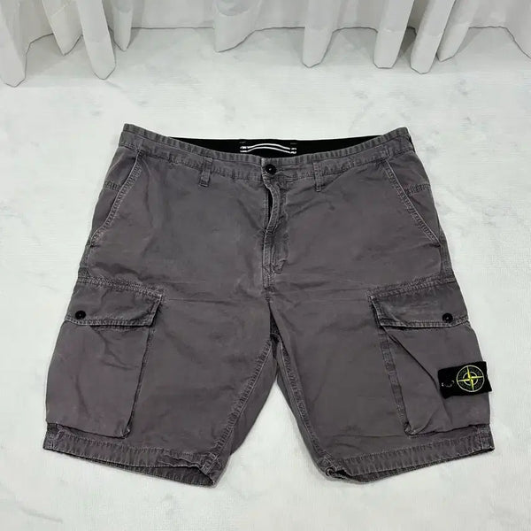 [BUNJANG] Stone Island Garment-Dyed Purple-Grey Cargo Shorts (Size W38) / [W 38] 스톤아일랜드 가먼트다이 퍼플그레이 카고 반바지