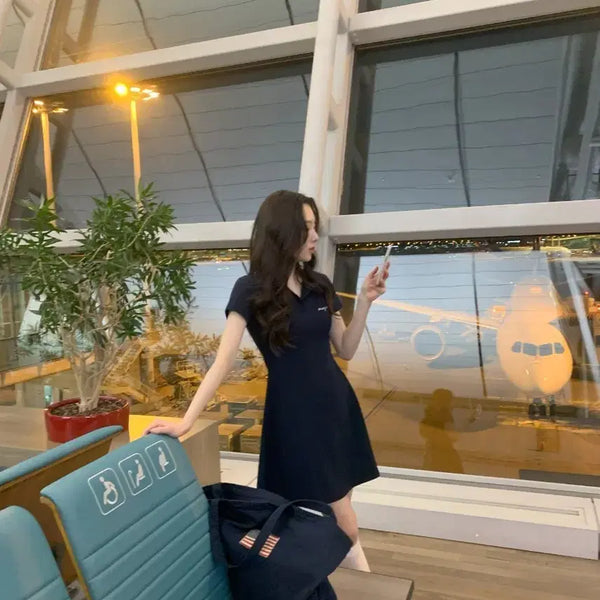[BUNJANG] Merryone Wendy Kara One-piece Short Navy / 메리온 웬디 카라 원피스 숏 S 네이비