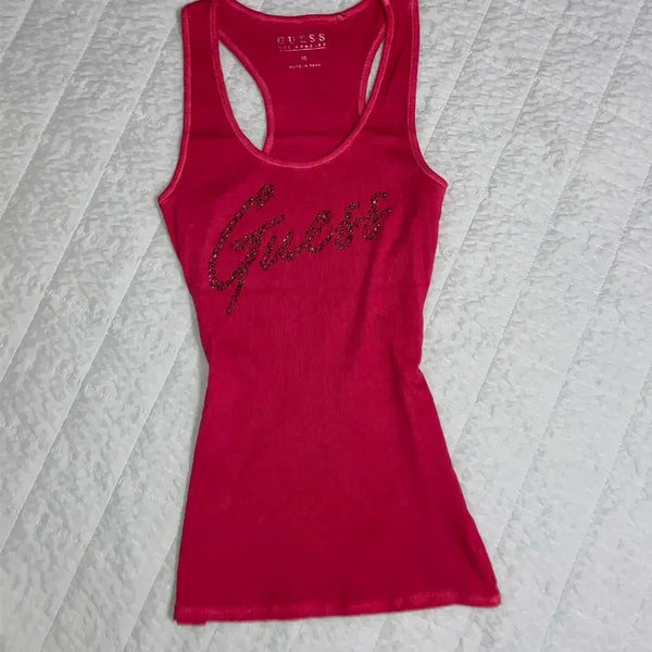 [BUNJANG] Guess Y2K Cubic Fitted Sleeveless Top / 게스 y2k 맥블링 갸루 큐빅 딱붙 슬리브리스 나시