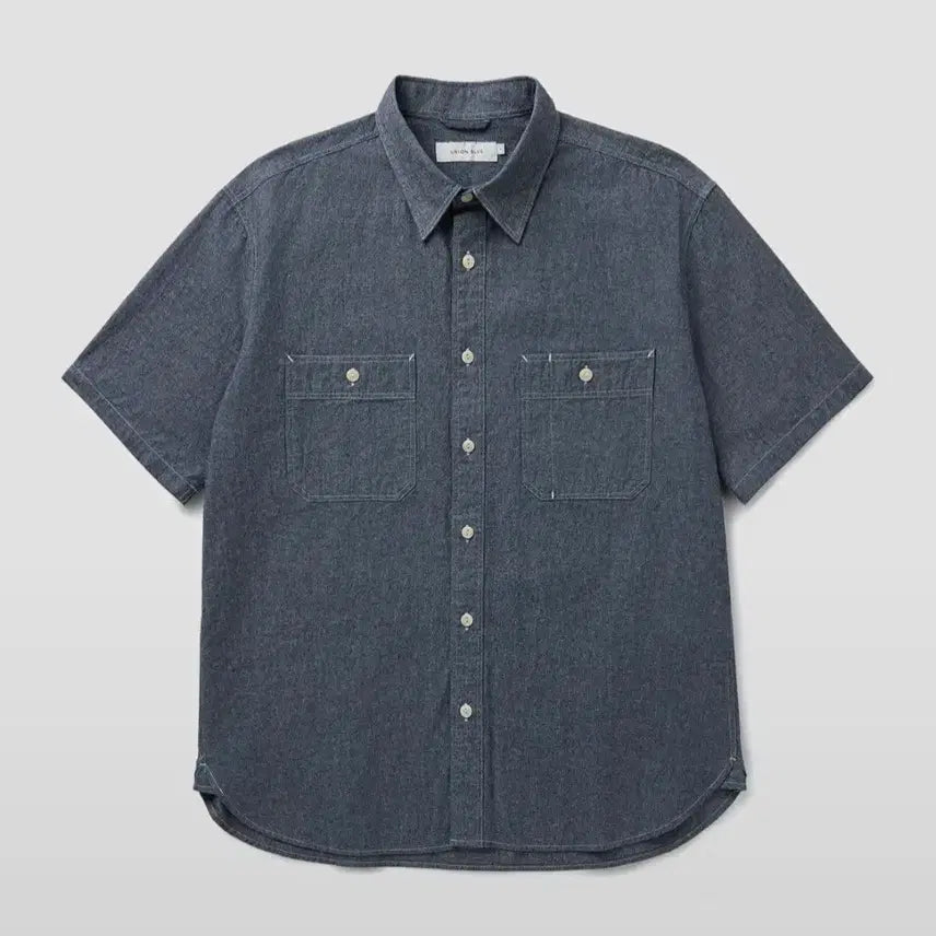 [BUNJANG] Union Blue Chambray Short Sleeve Shirt L 100-105 / 유니온블루 샴브레이 반팔셔츠 L 100-105 사이즈