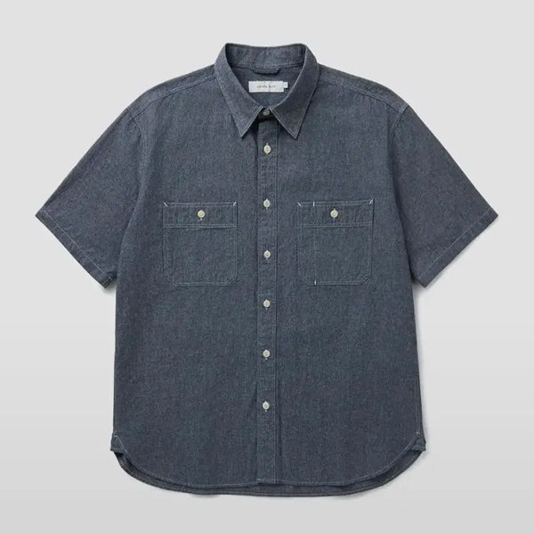 [BUNJANG] Union Blue Chambray Short Sleeve Shirt L 100-105 / 유니온블루 샴브레이 반팔셔츠 L 100-105 사이즈