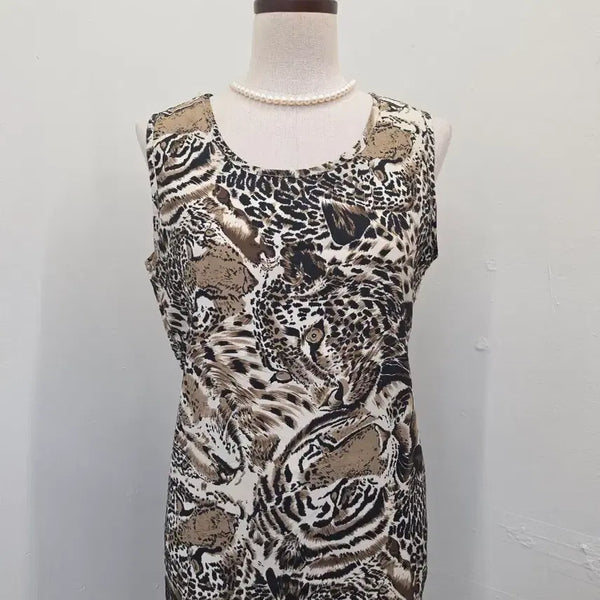 [BUNJANG] Animal Pattern Leopard Sleeveless Blouse / 애니멀 패턴 레오파드 민소매 블라우스