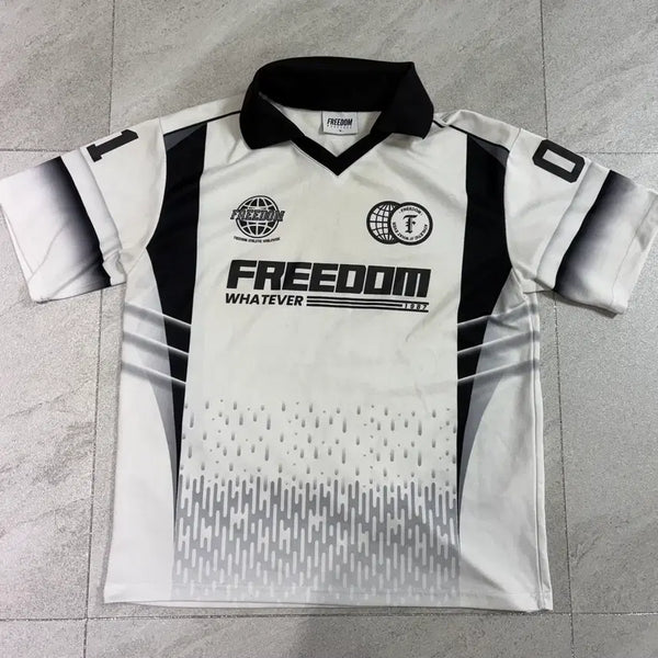 [BUNJANG] Freedom Racing Jersey Short Sleeve T-Shirt White / 프리덤 레이싱 져지 반팔 화이트