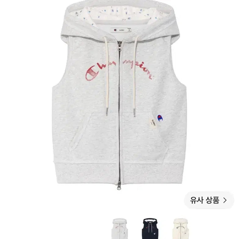 [BUNJANG] Champion x Glony Sweat Hood Vest Melange Gray / [L] 챔피온 X 글로니 스웨트 후드 베스트 Melange Gray