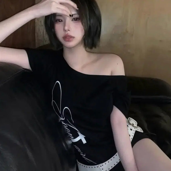 [BUNJANG] Izroom Girls Boatneck Short Sleeve T-shirt (Black) / 이즈룸 izroom 걸즈 보트넥 반팔 티셔츠(블랙) 판매