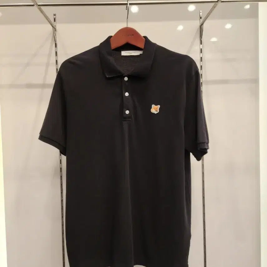 [BUNJANG] Maison Kitsuné Fox Head Patch Classic Polo Shirt Black / 메종키츠네 반팔 카라티 블랙