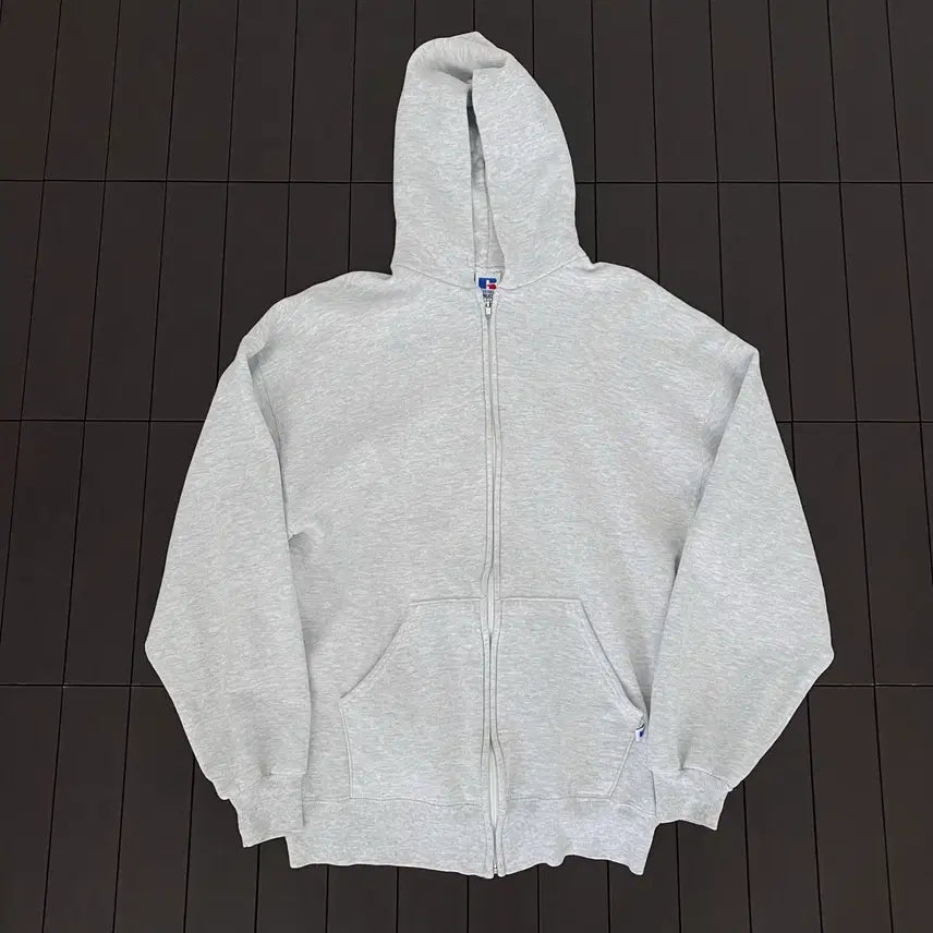 [BUNJANG] Russell Athletic 90s Hooded Zip-Up Sweatshirt - Grey / (L) 90s 러셀 후드집업 그레이