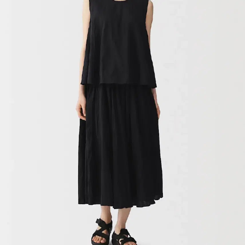 [BUNJANG] Muji Crepe Easy Skirt Pants Black S-M / 무인양품 크레이프 이지 스커트 팬츠 블랙 S-M