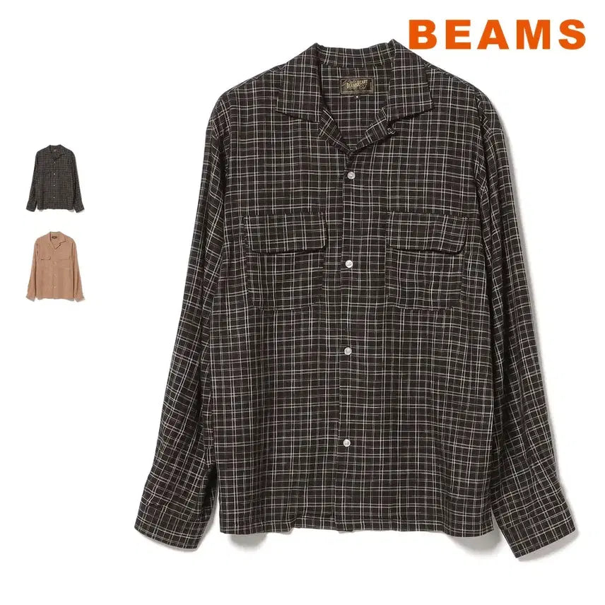 [BUNJANG] BEAMS HEART Heart Rayon Castle Check Open Collar Shirt SS26 / 빔즈 하트 레이온 카슬체크 오픈칼라 셔츠 26SS