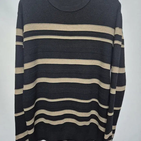 [BUNJANG] SYSTEM Stripe Knit Top / 시스템 스트라이프 블랙 베이지 니트티