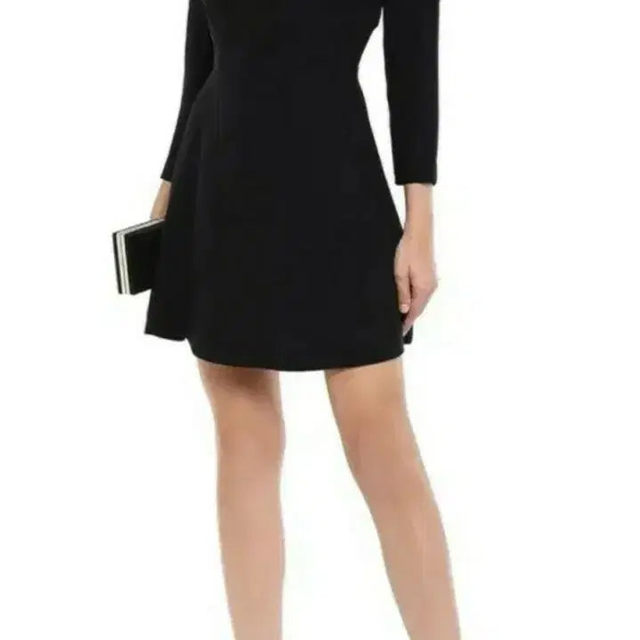 [BUNJANG] Sandro Black V-Neck Midi Dress with Pearl Embellishment / 산드로 원피스