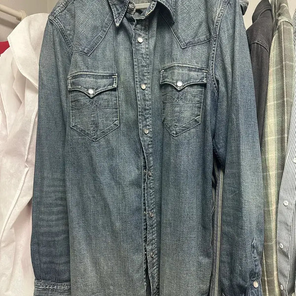 [BUNJANG] RRL Western Shirt Mid Blue / RRL 웨스턴셔츠 중청