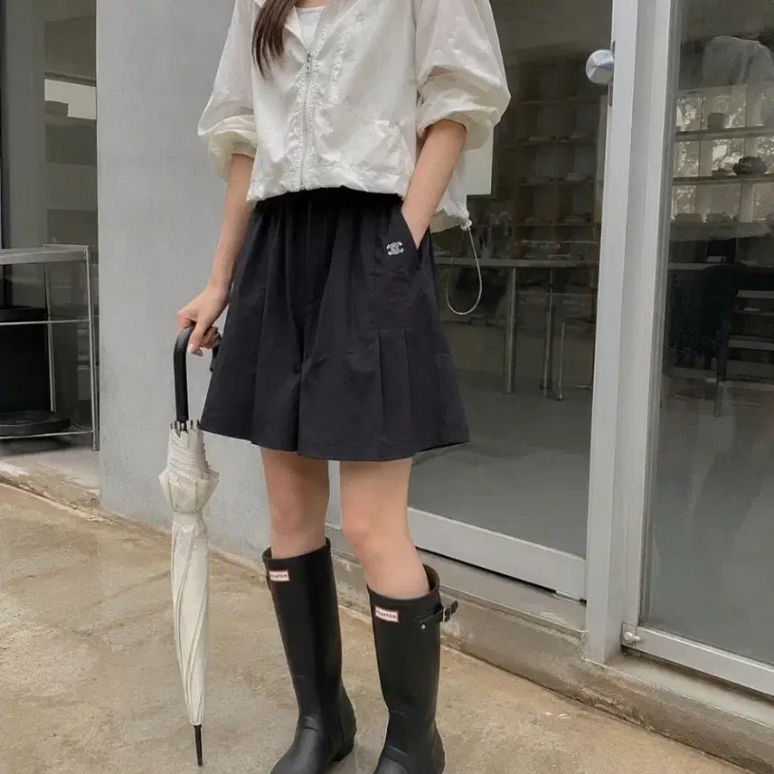 [BUNJANG] Celine Style Pleated 4-Part Banding Culottes / 셀린느 스타일 핀턱 4부 밴딩 치마바지