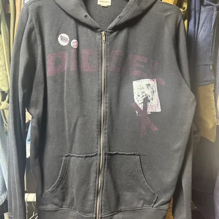 [BUNJANG] Diesel Hooded Zip-Up Jacket Black XL / 디젤 후드집업 XL 블랙