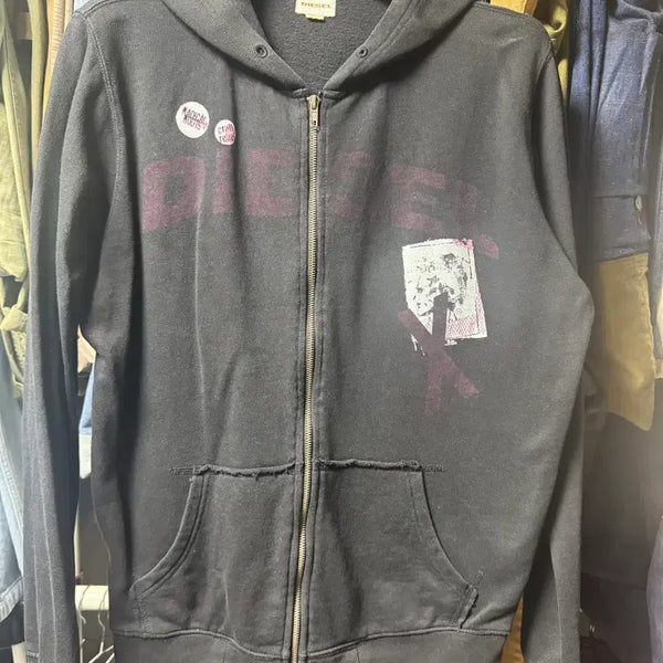 [BUNJANG] Diesel Hooded Zip-Up Jacket Black XL / 디젤 후드집업 XL 블랙