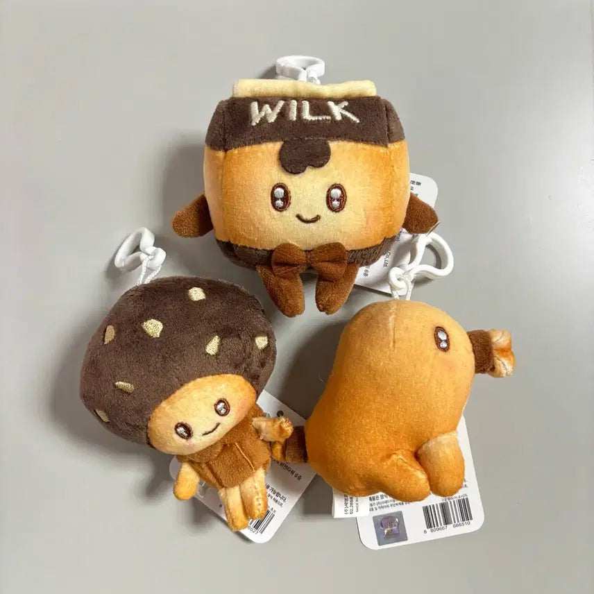 [BUNJANG] Bread Barbershop Bakery Baked Bread Characters Plush Keychain (Milk, Choco, Sausage) / 정품 브레드이발소 베이커리 구운빵 윌크 초코 소시지 태닝 인형 키링