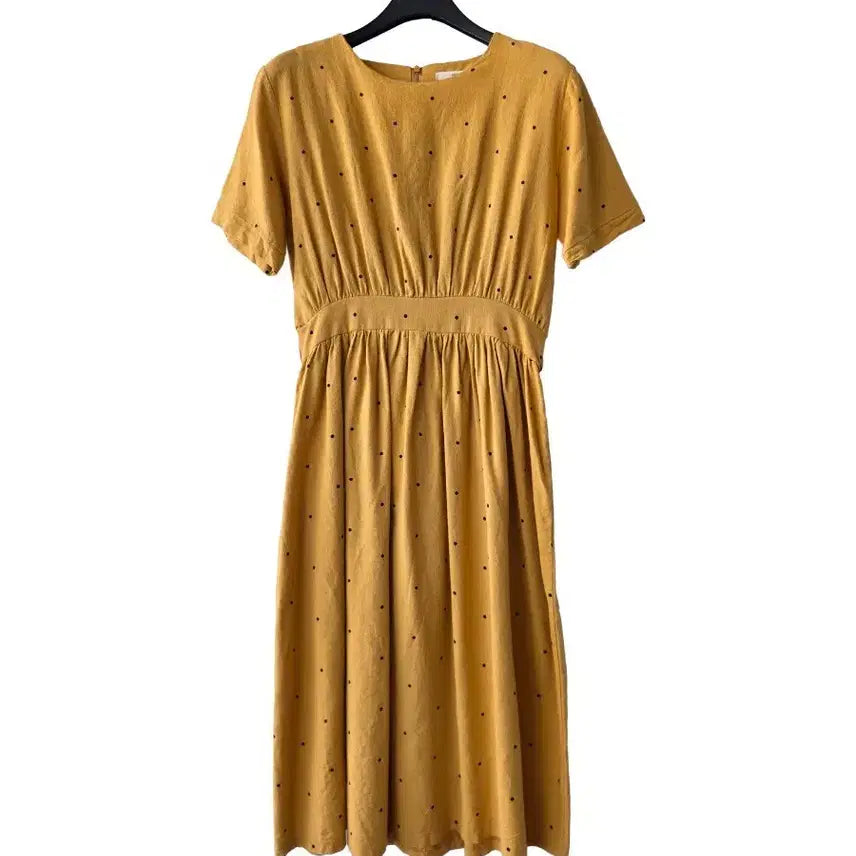 [BUNJANG] Mustard Dot Short Sleeve Dress / S/겨자색 도트 반팔 원피스