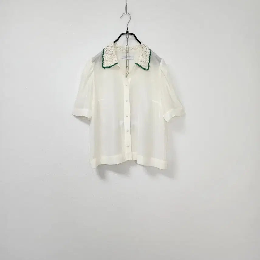 [BUNJANG] Blank03 Crochet Collar See-Through Blouse / 블랭크공삼 크로쉐카라 시스루 블라우스 55 66
