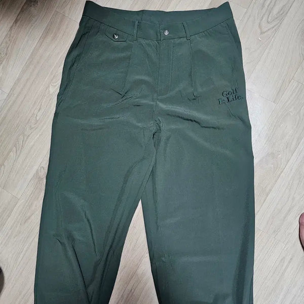 [BUNJANG] Malbon Golf Golf Is Life Embroidered Men's Trousers Green / 골프 이즈 라이프 남성 말본골프 바지 그린