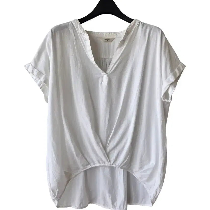 [BUNJANG] White Asymmetrical Tucked Shirt / L/화이트 언발 셔츠