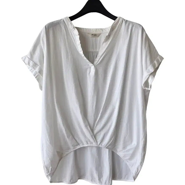 [BUNJANG] White Asymmetrical Tucked Shirt / L/화이트 언발 셔츠