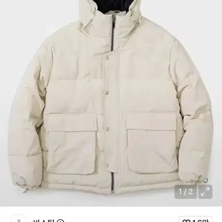 [BUNJANG] Bastick Hooded Field Short Padding Ivory / 바스틱 후드 필드 숏패딩 아이보리