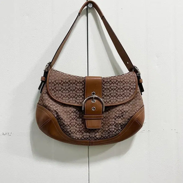 [BUNJANG] Coach Jacquard Buckle Flap Tote Bag / 코치 자카드 사첼 버클 플랩 토드백