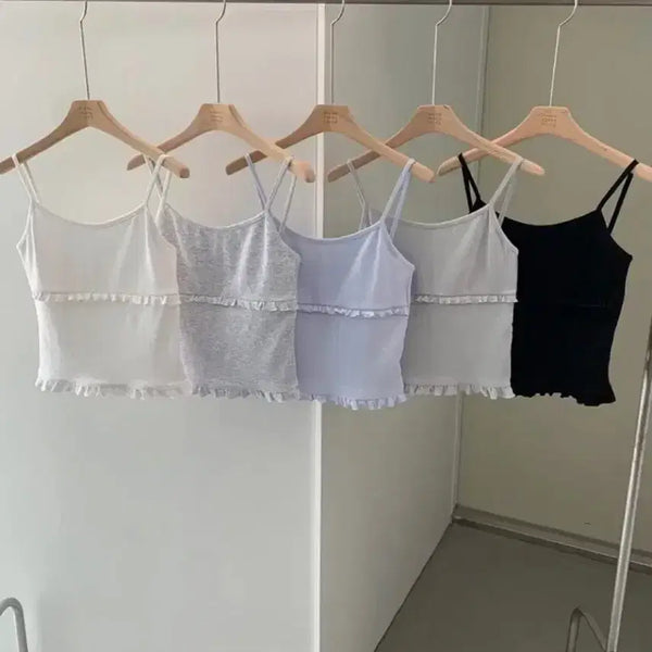 [BUNJANG] Pretty Young Thing Ping Pong Frill Sleeveless Top / 프리티영띵 핑퐁 프릴 나시