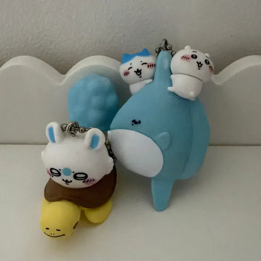 [BUNJANG] Chiikawa Aquarium Kaiyoryo and Turtle Momonga Keychain Bundle Set / (일괄) 먼작귀 치이카와 수족관 개복치 and 거북이 모몽가 키링 세트