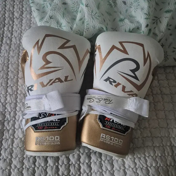 [BUNJANG] Rival 14oz Boxing Gloves White/Gold / 라이벌글러브 14온스판매