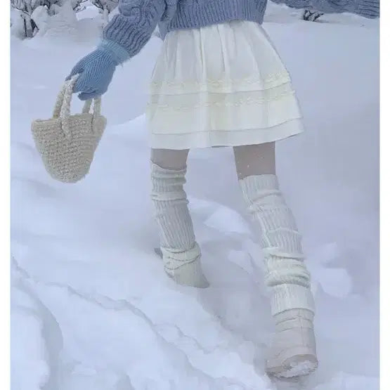[BUNJANG] Your Lime Cardigan + Skirt + Leg Warmers Set / [코디세트,삿포로룩,겨울여행룩] 유어라임 가디건 + 스커트 + 레그워머