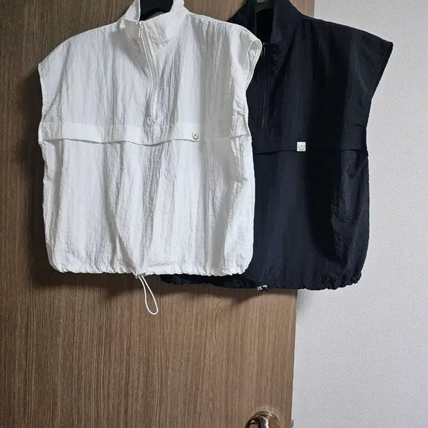[BUNJANG] Unisex Half-Zip Anorak Vest 2-Piece Set / 반집업 아노락 조끼 베스트 2벌