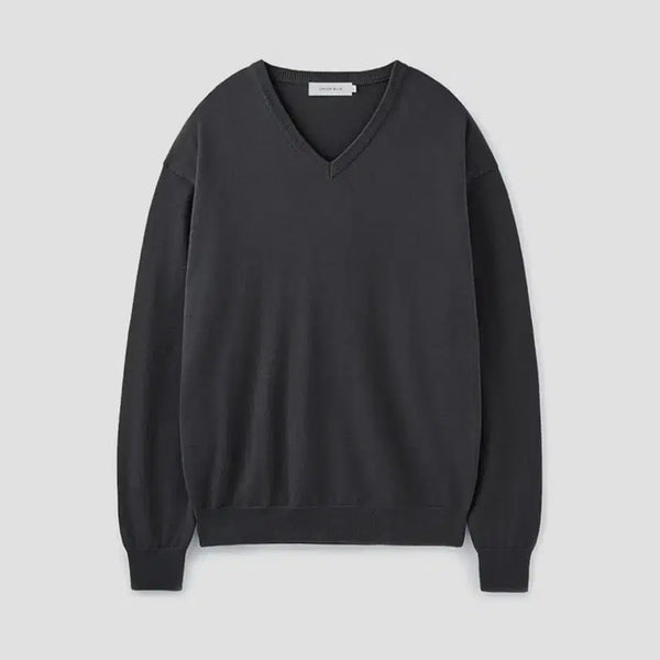 [BUNJANG] Unionblue Hard Twist Cotton V-Neck Knit Charcoal XL / (XL) 유니온블루 하드트위스트 코튼 브이넥니트 차콜