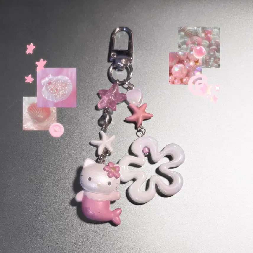 [BUNJANG] Sanrio Hello Kitty Mermaid Pink Beaded Keychain / 산리오 헬로키티 인어 핑크 비즈키링